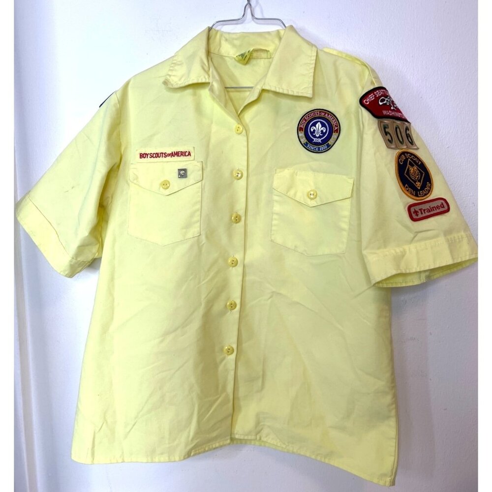 Boy Scouts Of America Womens Official Blouse Size M Yellow Short Sleeve